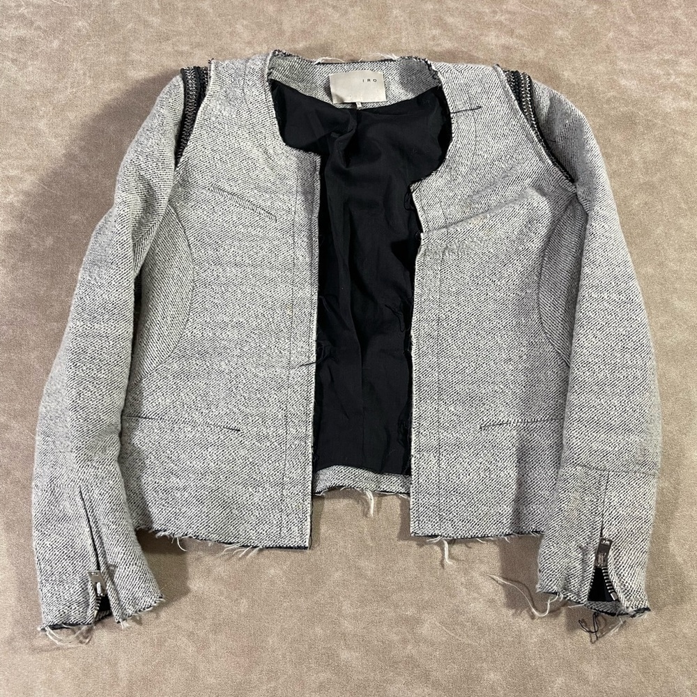 IRO Wool Pull Over Distressed Fashion Jacket Size 0